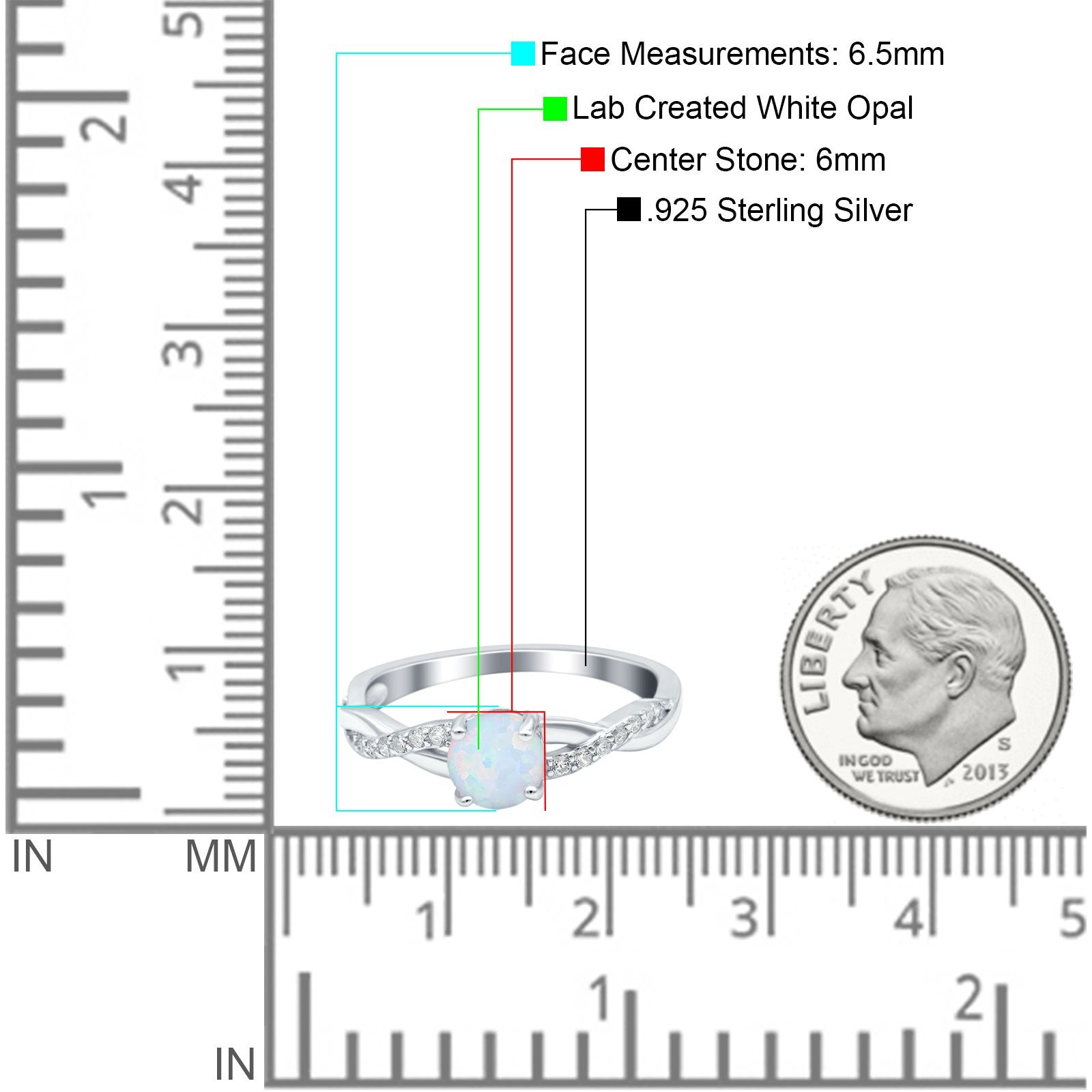 Art Deco Wedding Ring Round Lab Created White Opal 925 Sterling Silver