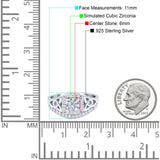 Celtic Art Deco Wedding Ring Round Simulated Cubic Zirconia 925 Sterling Silver