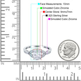 Oval Art Deco Wedding Ring Accent Vintage Simulated Cubic Zirconia 925 Sterling Silver