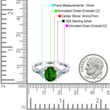 Oval Green Emerald Art Deco Wedding Ring Simulated Green Emerald CZ 925 Sterling Silver