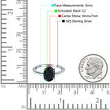 Oval Cathedral Solitaire Wedding Ring Simulated Black CZ 925 Sterling Silver