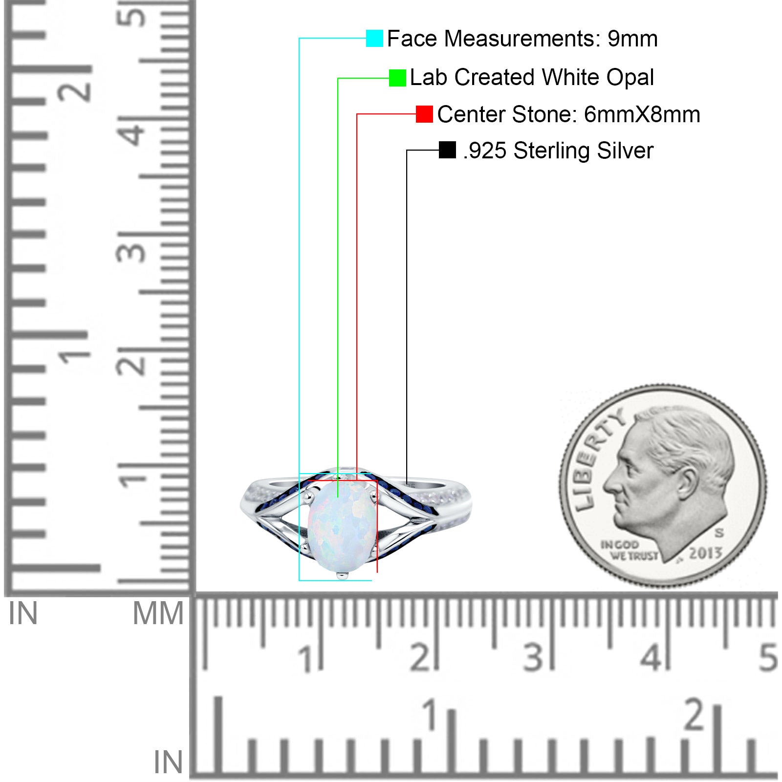 Split Shank Halo Oval Wedding Engagement Ring Blue Sapphire Lab Created White Opal 925 Sterling Silver