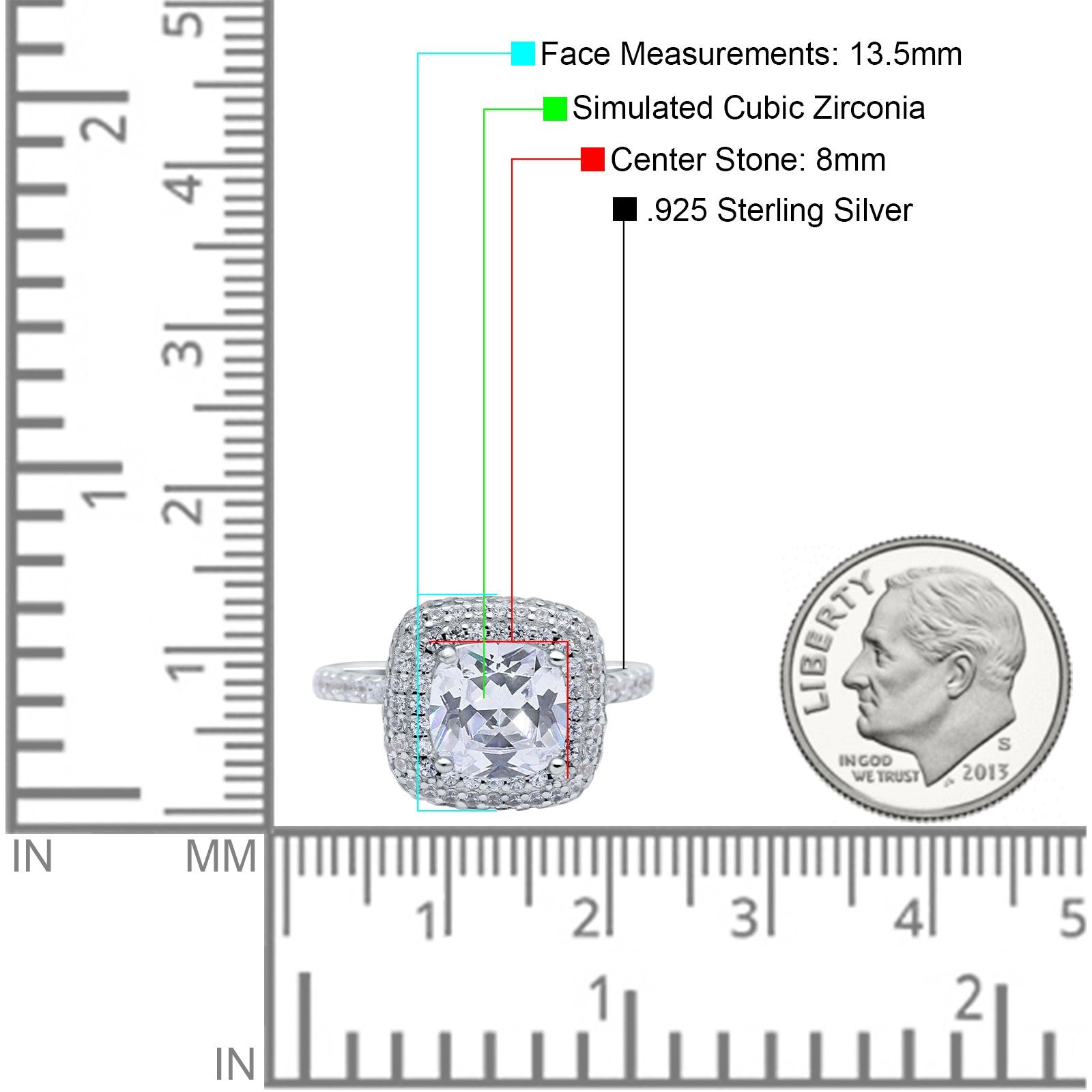 Halo Art Deco Cushion Cut Wedding Ring Simulated Cubic Zirconia 925 Sterling Silver