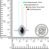 Halo Art Deco Marquise Wedding Ring Simulated Black CZ 925 Sterling Silver