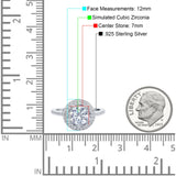 Halo Art Deco Wedding Ring Round Simulated Cubic Zirconia 925 Sterling Silver