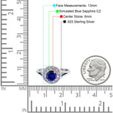 Celtic Halo Engagement Ring Round Simulated Blue Sapphire CZ 925 Sterling Silver