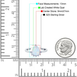 Teardrop Art Deco Pear Engagement Ring Lab Created White Opal 925 Sterling Silver