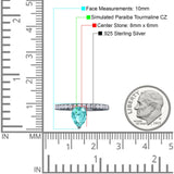 Teardrop Art Deco Pear Wedding Bridal Ring Black Tone, Simulated Paraiba Tourmaline CZ 925 Sterling Silver