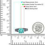 Art Deco Cushion Cut Wedding Ring Black Tone, Simulated Paraiba Tourmaline CZ 925 Sterling Silver