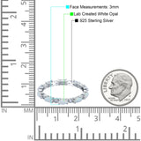 Full Eternity Wedding Bridal Ring Oval Lab Created White Opal Simulated CZ 925 Sterling Silver