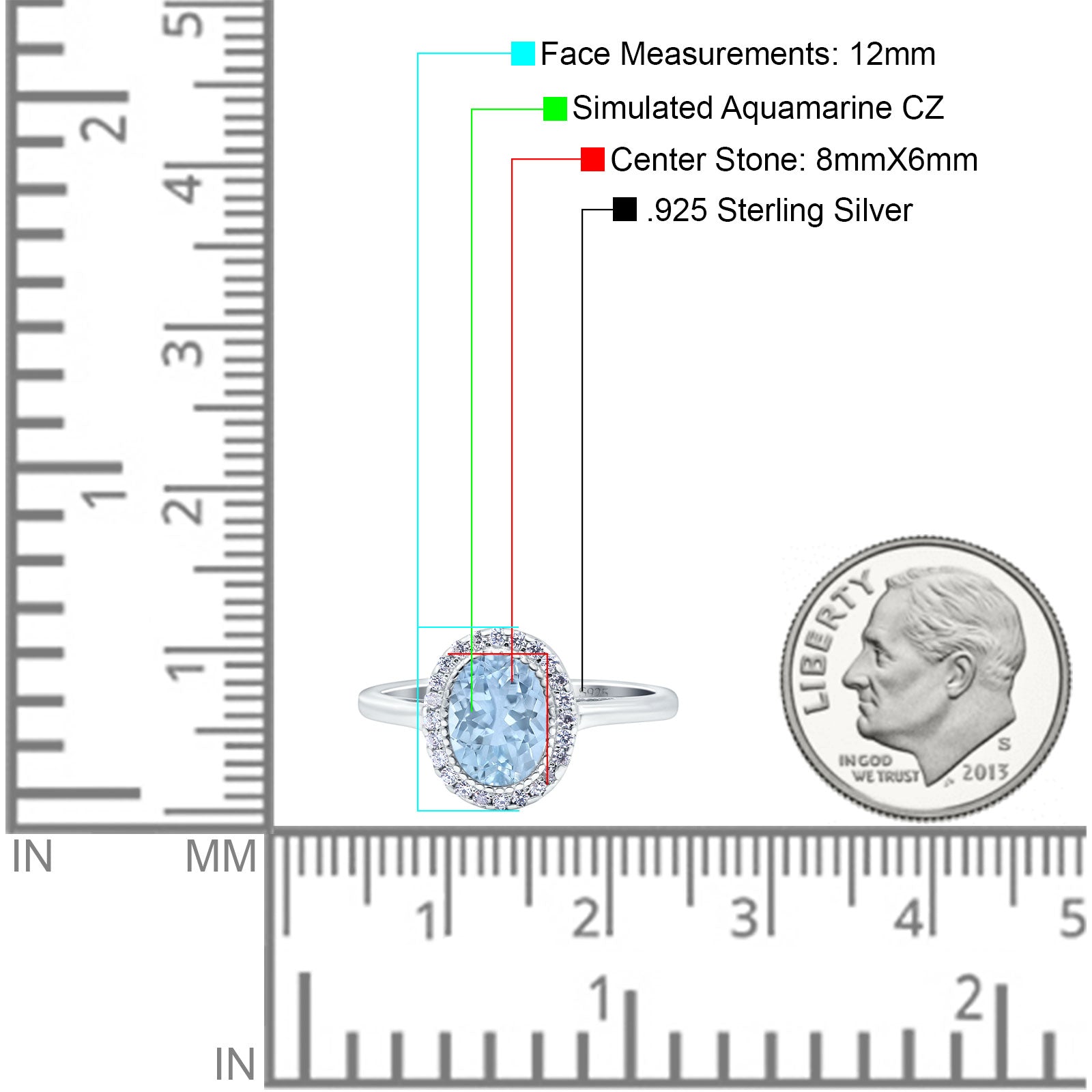 Halo Art Deco Oval Wedding Bridal Ring Simulated Aquamarine CZ 925 Sterling Silver