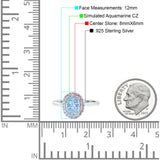 Halo Art Deco Oval Wedding Bridal Ring Simulated Aquamarine CZ 925 Sterling Silver