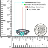Vintage Style Cushion and Marquise Wedding Ring Black Tone, Simulated Paraiba Tourmaline CZ 925 Sterling Silver