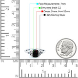 Celtic Art Deco Wedding Bridal Ring Round Simulated Black CZ 925 Sterling Silver