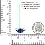 Celtic Art Deco Wedding Bridal Ring Round Simulated Blue Sapphire CZ 925 Sterling Silver