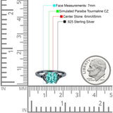 Celtic Art Deco Wedding Bridal Ring Round Black Tone, Simulated Paraiba Tourmaline CZ 925 Sterling Silver