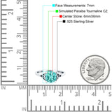 Celtic Art Deco Wedding Bridal Ring Round Simulated Paraiba Tourmaline CZ 925 Sterling Silver