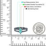 Double Rope Twisted Style Art Deco Marquise Wedding Ring Black Tone, Simulated Paraiba Tourmaline CZ 925 Sterling Silver