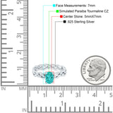 Celtic Weave Braided Style Oval Wedding Ring Simulated Paraiba Tourmaline CZ 925 Sterling Silver