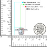 Emerald Cut Art Deco Wedding Ring Simulated Cubic Zirconia 925 Sterling Silver