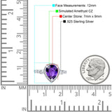 Teardrop Pear Art Deco Wedding Ring Simulated Amethyst CZ 925 Sterling Silver
