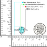 Teardrop Pear Art Deco Wedding Ring Simulated Paraiba Tourmaline CZ 925 Sterling Silver