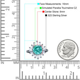 Art Deco Wedding Bridal Ring Baguette Round Black Tone, Simulated Paraiba Tourmaline CZ 925 Sterling Silver