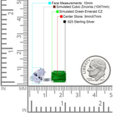 Open Teardrop Pear Emerald Cut Wedding Bridal Simulated Green Emerald CZ Cocktail Ring 925 Sterling Silver
