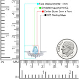 Art Deco Solitaire Accent Pear Wedding Bridal Ring Band Simulated Aquamarine CZ 925 Sterling Silver