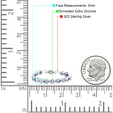 Full Eternity Stackable Ring Wedding Band Round Simulated CZ 925 Sterling Silver (3mm)