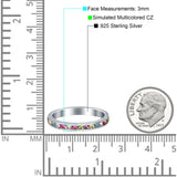 Full Eternity Stackable Band Wedding Ring Simulated Multicolored CZ 925 Sterling Silver