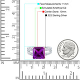Princess Cut Art Deco Engagement Ring Simulated Amethyst CZ 925 Sterling Silver