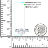 Flower Solitaire Engagement Ring Simulated Cubic Zirconia 925 Sterling Silver