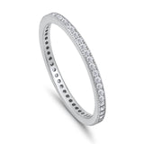Stackable Full Eternity Wedding Band Rings Simulated CZ 925 Sterling Silver