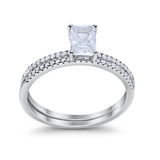 Solitaire Accent Wedding Piece Simulated CZ Rings 925 Sterling Silver