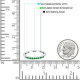 Half Eternity Wedding Band Ring Round Simulated Green Emerald CZ 925 Sterling Silver