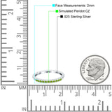 Half Eternity Wedding Band Ring Round Simulated Peridot CZ 925 Sterling Silver