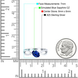 Oval Engagement Ring Simulated Blue Sapphire CZ 925 Sterling Silver