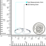 Fashion Swirl Dainty Petite Ring Round Simulated Cubic Zirconia 925 Sterling Silver