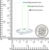 Fashion Overlap Ring Half Eternity Round Simulated Cubic Zirconia 925 Sterling Silver (5mm)