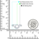 O Ring Band Set Open Circle Piece Round Simulated Cubic Zirconia 925 Sterling Silver