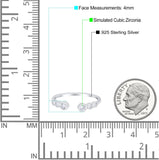Half Eternity Ring Band Bezel Round Simulated Cubic Zirconia 925 Sterling Silver (4mm)