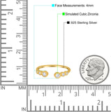 Half Eternity Ring Band Bezel Round Yellow Tone, Simulated Cubic Zirconia 925 Sterling Silver (4mm)