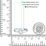 Moon Star Ring Round Simulated Cubic Zirconia Split Shank 925 Sterling Silver