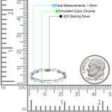 Eternity Ring Wedding Band Round Simulated Cubic Zirconia 925 Sterling Silver (1.8mm)
