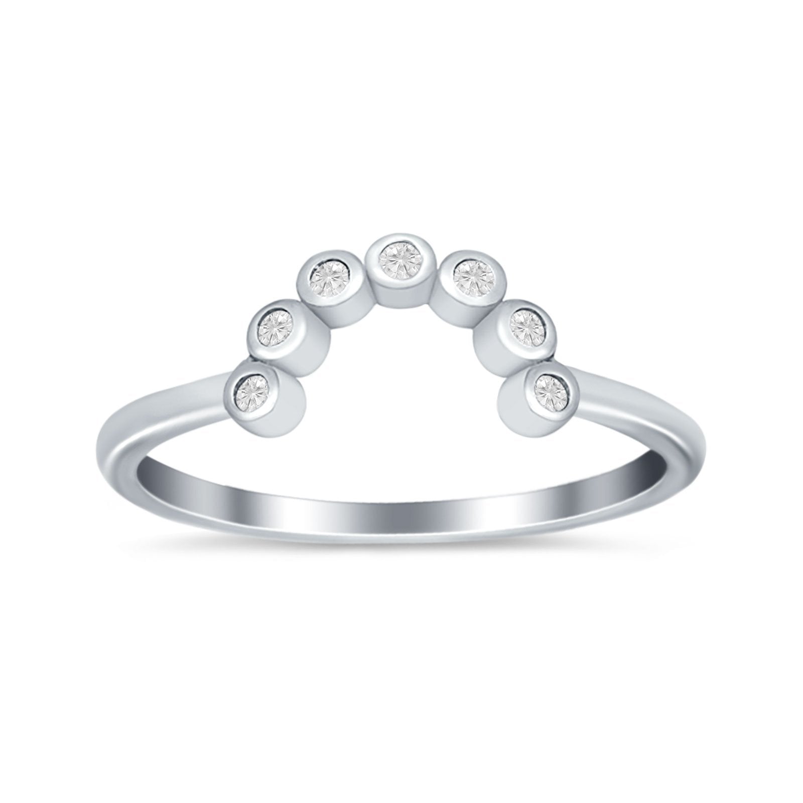 Curved Thumb Ring Eternity Wedding Round Simulated Cubic Zirconia 925 Sterling Silver
