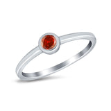 Petite Dainty Wedding Ring Bezel Simulated Garnet CZ 925 Sterling Silver