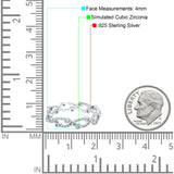 Eternity Band Wedding Ring Round Simulated Cubic Zirconia 925 Sterling Silver (4mm)