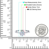Art Deco Wedding Bridal Ring Round Simulated Cubic Zirconia 925 Sterling Silver