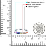 Multiple Color Eternity Ring Wedding Band Princess Simulated CZ 925 Sterling Silver (2.8mm)